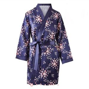 NWT Morgan Lane Satin Navy Floral Robe l Size: L/XL l BRAND NEW